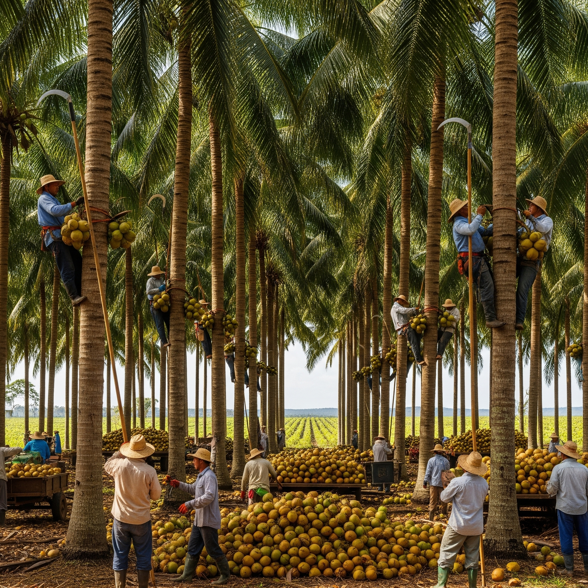 Cosecha de coco en Coterra Company